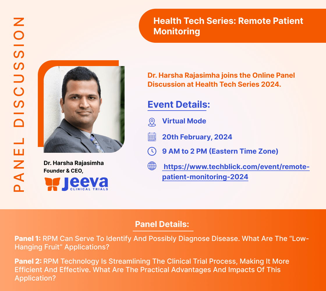 Dr. Harsha Rajasimha is attending Health Tech Series for Panel Discussion on Remote Patient Monitoring.