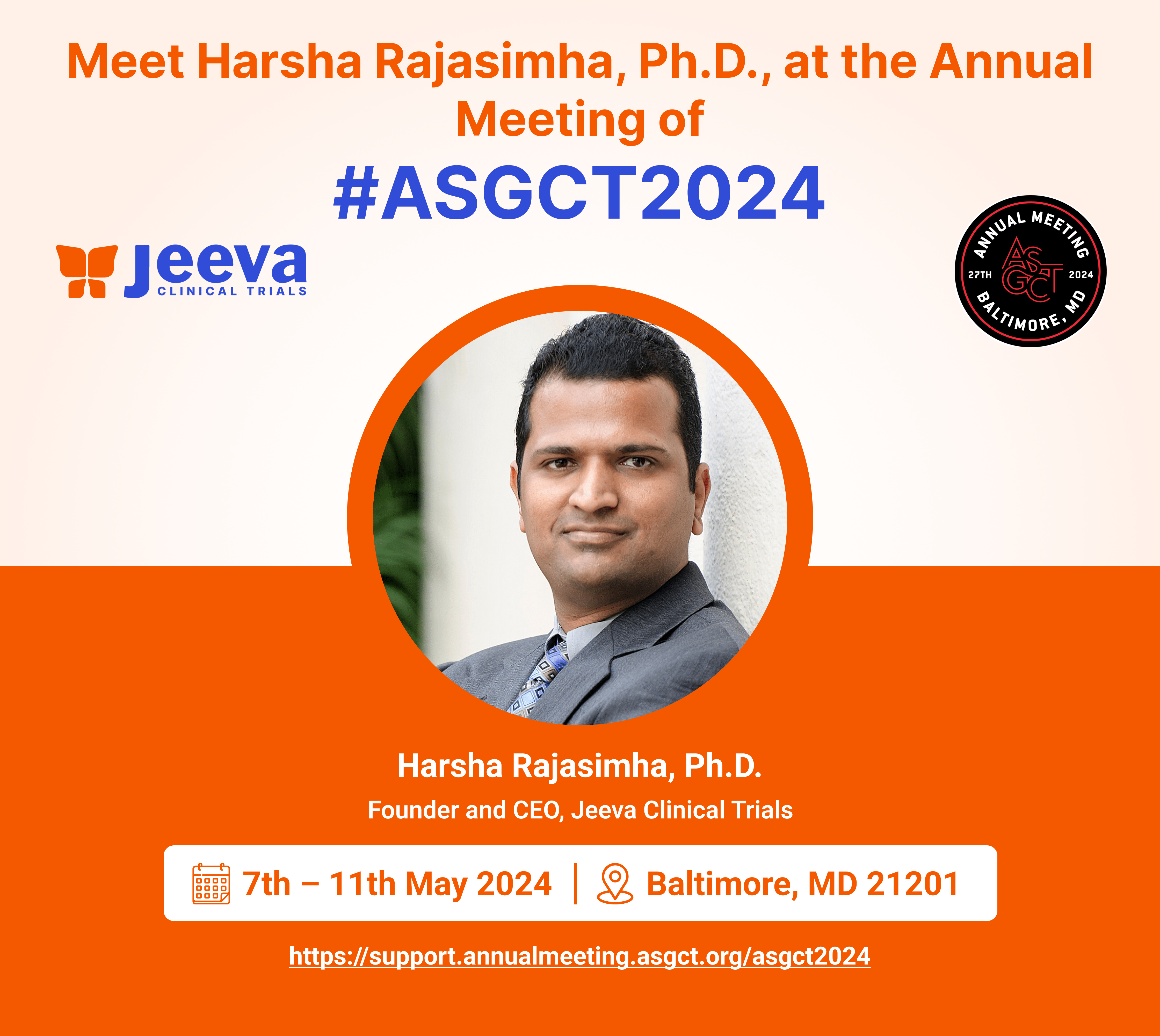 Dr. Harsha Rajasimha at ASGCT 2024 Event
